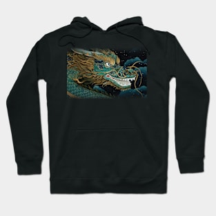 Ukiyo-e Japanese Art - Fantasy Green Dragon Hoodie